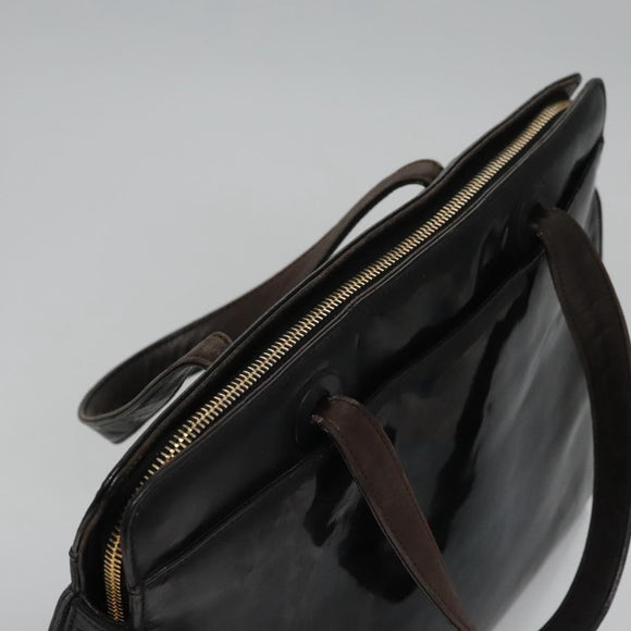 CHANEL COCO Mark Tote Bag Patent Leather Black Gold CC Auth bs21837