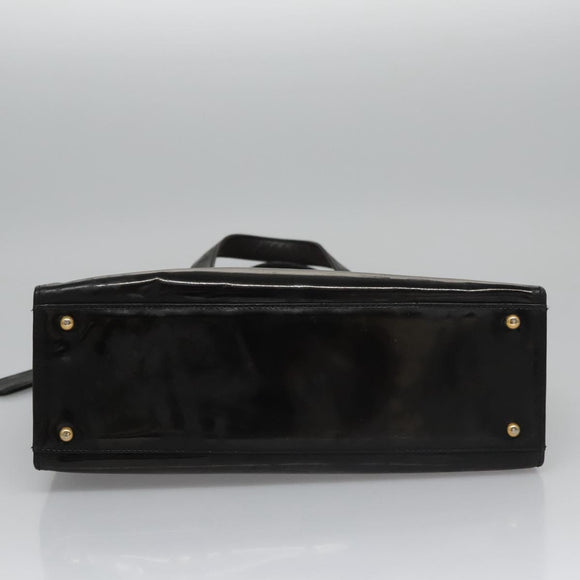 CHANEL COCO Mark Tote Bag Patent Leather Black Gold CC Auth bs21837