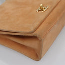 CHANEL Hand Bag Suede Beige Gold CC Auth bs21838-8