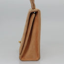 CHANEL Hand Bag Suede Beige Gold CC Auth bs21838-3
