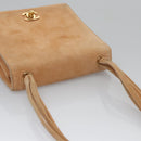 CHANEL Hand Bag Suede Beige Gold CC Auth bs21838-6
