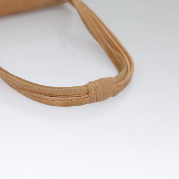 CHANEL Hand Bag Suede Beige Gold CC Auth bs21838