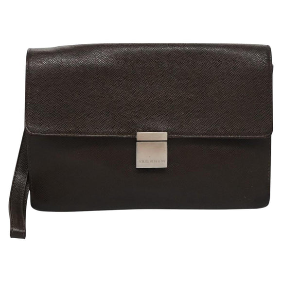 LOUIS VUITTON Taiga Selenga Clutch Bag Grizzly M30788 LV Auth bs21845