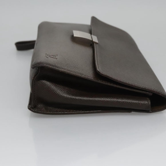 LOUIS VUITTON Taiga Selenga Clutch Bag Grizzly M30788 LV Auth bs21845