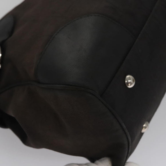 Salvatore Ferragamo Hand Bag Canvas Leather Black Silver Auth bs21851