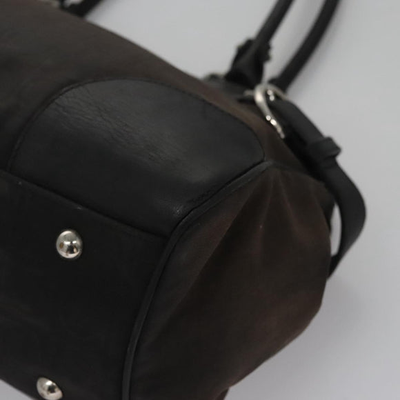 Salvatore Ferragamo Hand Bag Canvas Leather Black Silver Auth bs21851