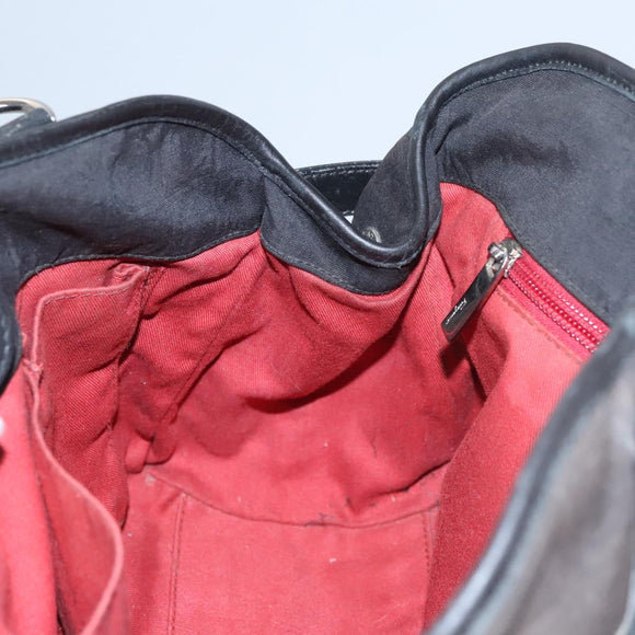 Salvatore Ferragamo Hand Bag Canvas Leather Black Silver Auth bs21851