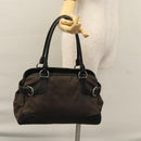Salvatore Ferragamo Hand Bag Canvas Leather Black Silver Auth bs21851-21