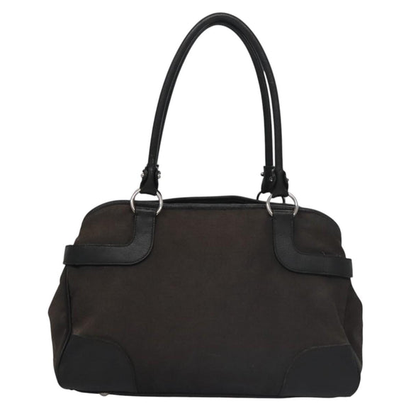 Salvatore Ferragamo Hand Bag Canvas Leather Black Silver Auth bs21851