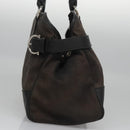 Salvatore Ferragamo Hand Bag Canvas Leather Black Silver Auth bs21851-3