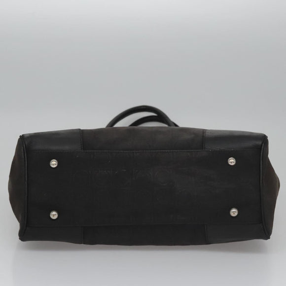 Salvatore Ferragamo Hand Bag Canvas Leather Black Silver Auth bs21851