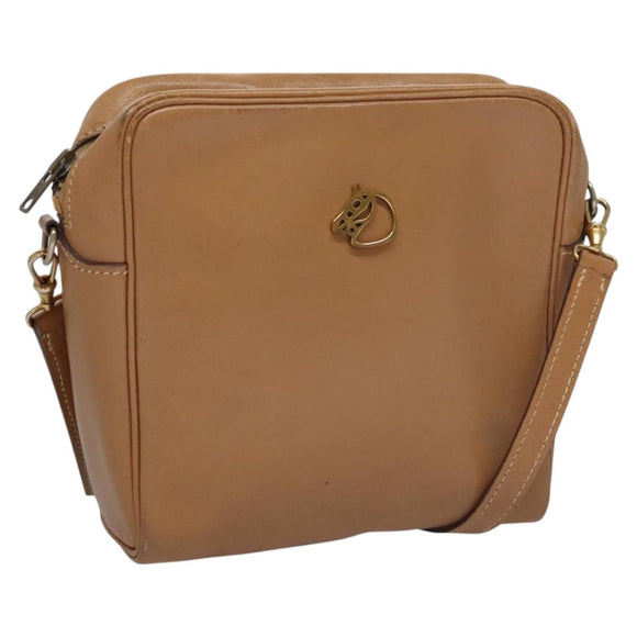 HERMES Jockey Shoulder Bag Leather Beige Gold Auth bs21856