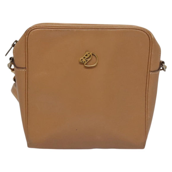 HERMES Jockey Shoulder Bag Leather Beige Gold Auth bs21856