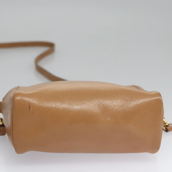 HERMES Jockey Shoulder Bag Leather Beige Gold Auth bs21856