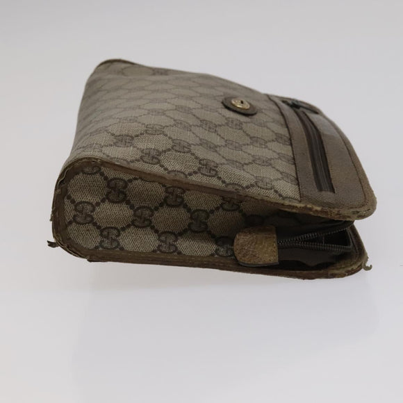 GUCCI GG Supreme Bag Canvas PVC 2Set Beige Auth bs21866