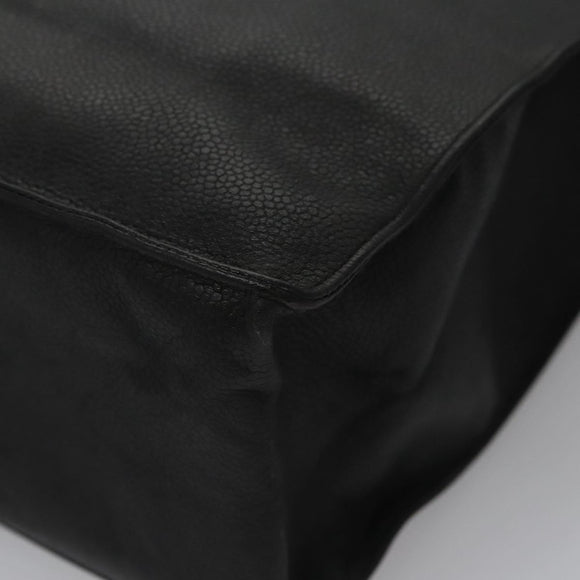 CHANEL COCO Mark Tote Bag Caviar Skin Black Gold CC Auth bs21869