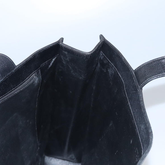 CHANEL COCO Mark Tote Bag Caviar Skin Black Gold CC Auth bs21869