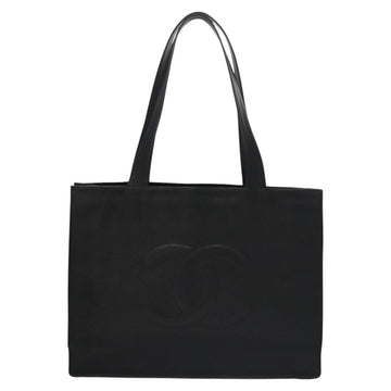 CHANEL COCO Mark Tote Bag Caviar Skin Black Gold CC Auth bs21869 - 0