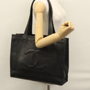 CHANEL COCO Mark Tote Bag Caviar Skin Black Gold CC Auth bs21869-22