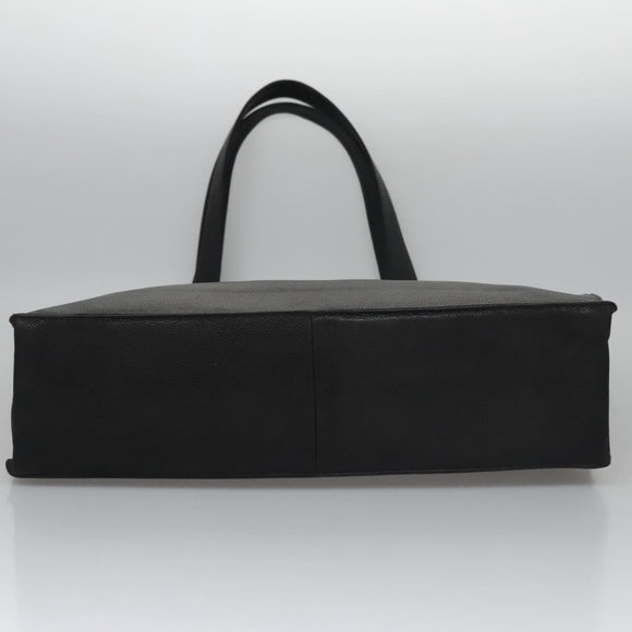 CHANEL COCO Mark Tote Bag Caviar Skin Black Gold CC Auth bs21869