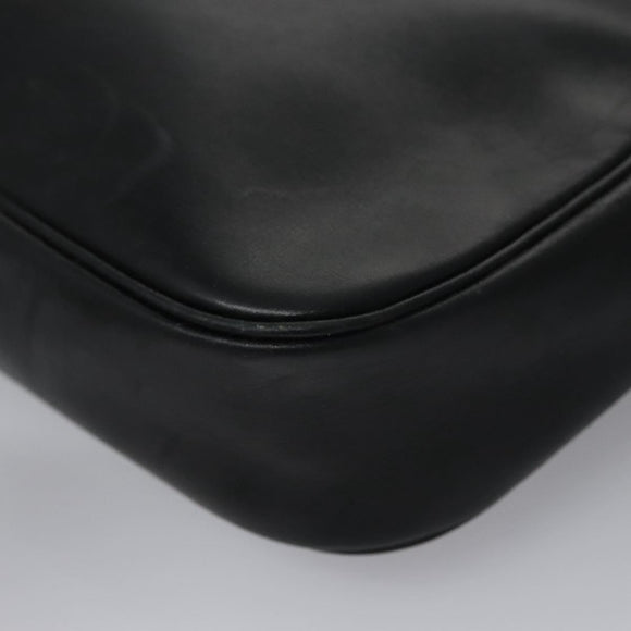 Christian Dior Shoulder Bag Leather Black Gold Auth bs21873