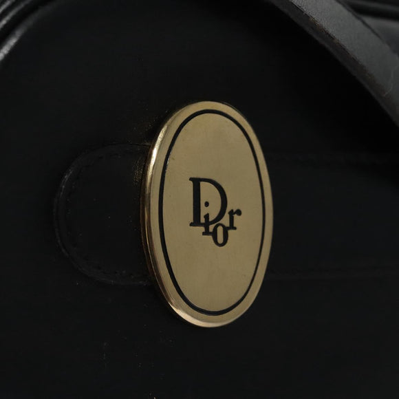 Christian Dior Shoulder Bag Leather Black Gold Auth bs21873