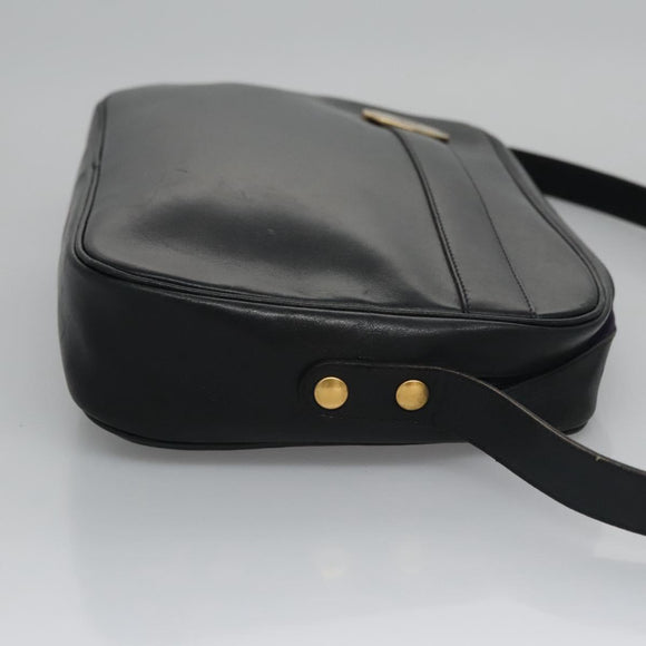 Christian Dior Shoulder Bag Leather Black Gold Auth bs21873