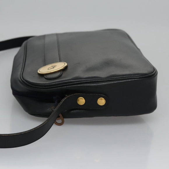 Christian Dior Shoulder Bag Leather Black Gold Auth bs21873