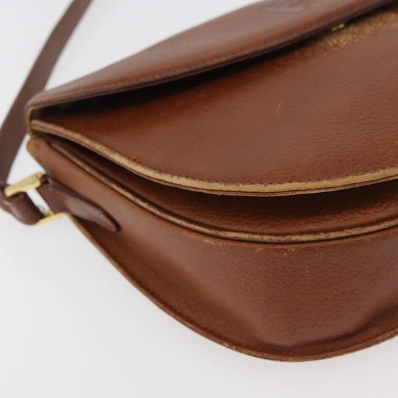 Burberrys Shoulder Bag Leather Brown gold Auth bs21879