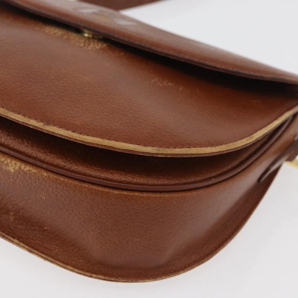 Burberrys Shoulder Bag Leather Brown gold Auth bs21879