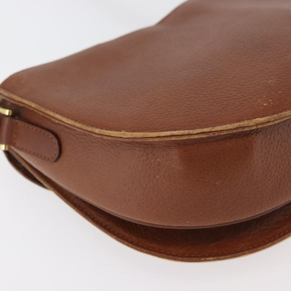 Burberrys Shoulder Bag Leather Brown gold Auth bs21879