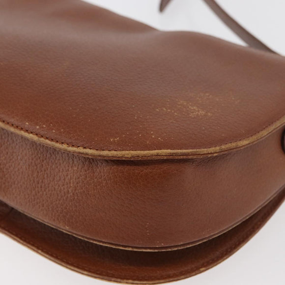 Burberrys Shoulder Bag Leather Brown gold Auth bs21879