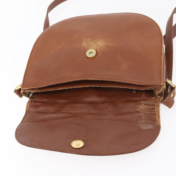 Burberrys Shoulder Bag Leather Brown gold Auth bs21879