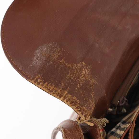 Burberrys Shoulder Bag Leather Brown gold Auth bs21879