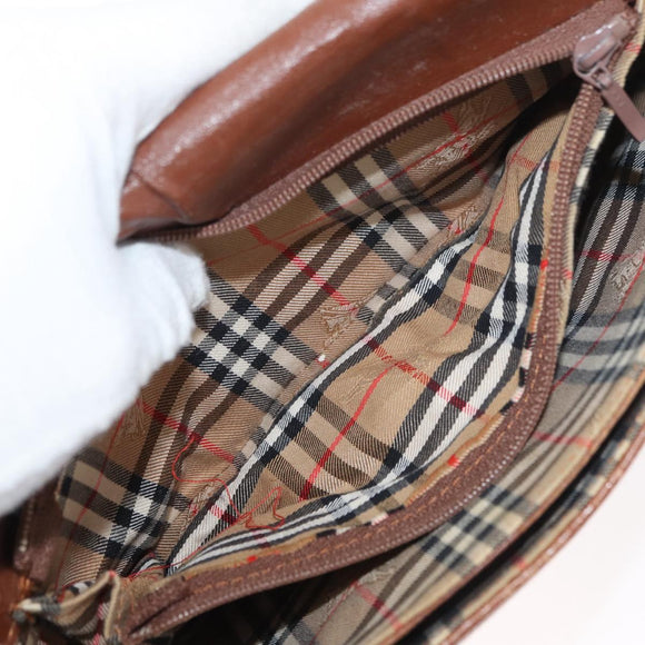 Burberrys Shoulder Bag Leather Brown gold Auth bs21879