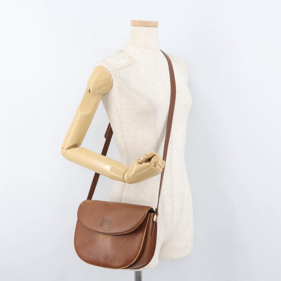 Burberrys Shoulder Bag Leather Brown gold Auth bs21879
