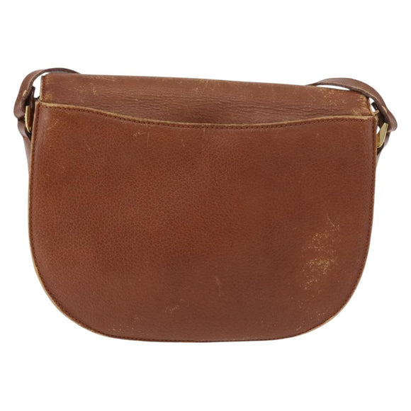 Burberrys Shoulder Bag Leather Brown gold Auth bs21879