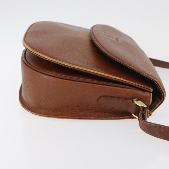 Burberrys Shoulder Bag Leather Brown gold Auth bs21879