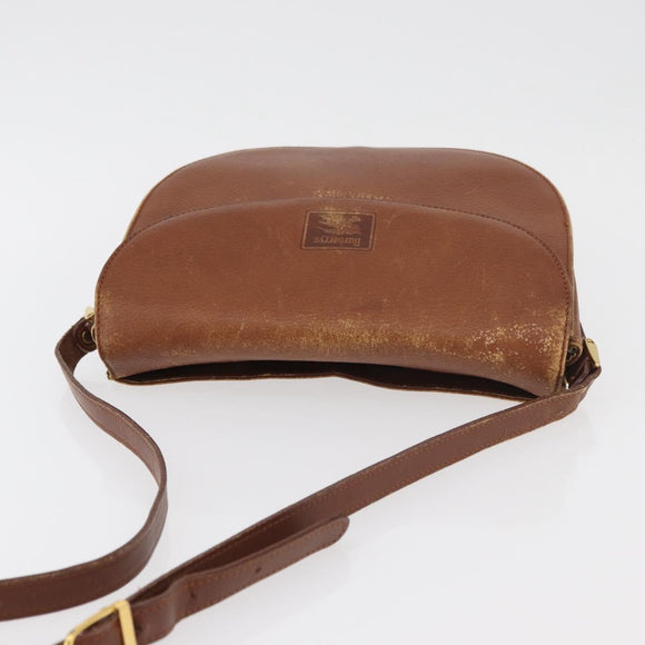 Burberrys Shoulder Bag Leather Brown gold Auth bs21879