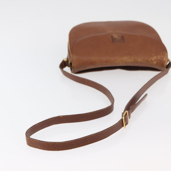 Burberrys Shoulder Bag Leather Brown gold Auth bs21879