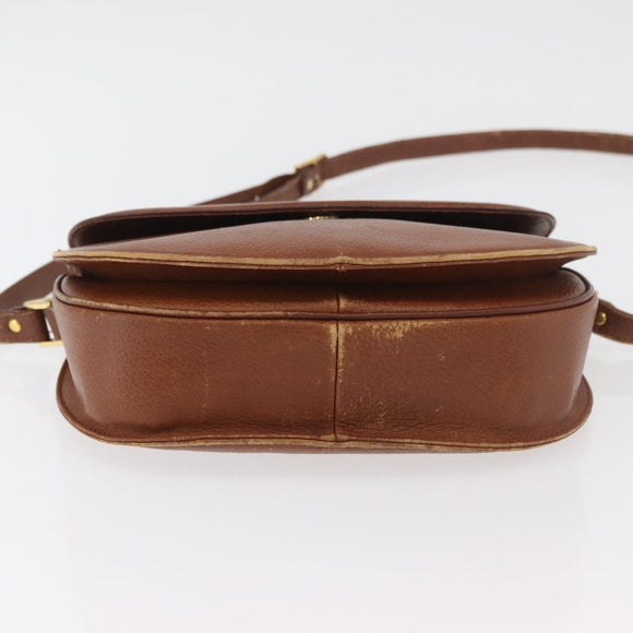Burberrys Shoulder Bag Leather Brown gold Auth bs21879