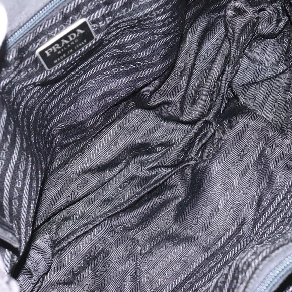 PRADA Tote Bag Nylon Black Silver Auth bs21891