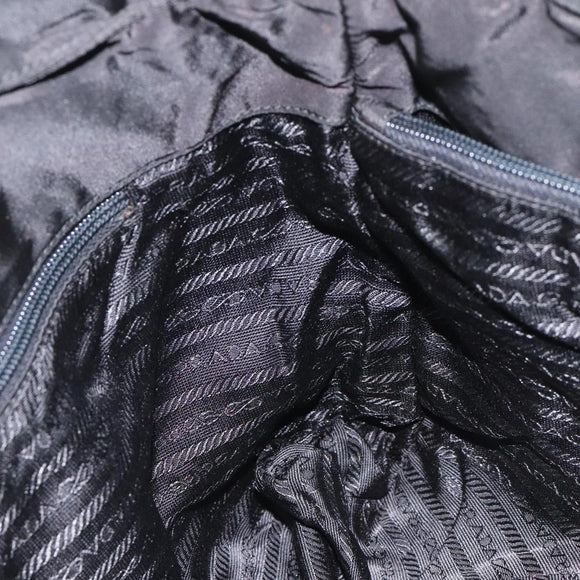 PRADA Tote Bag Nylon Black Silver Auth bs21891