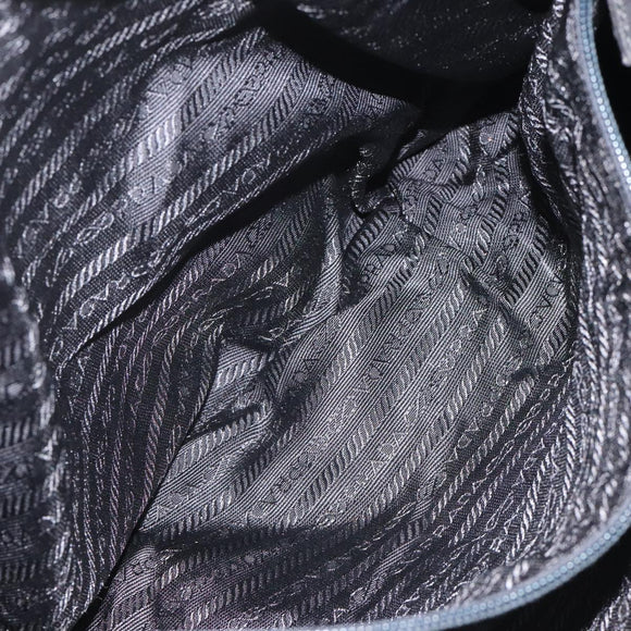 PRADA Tote Bag Nylon Black Silver Auth bs21891