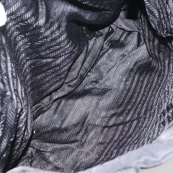 PRADA Tote Bag Nylon Black Silver Auth bs21891