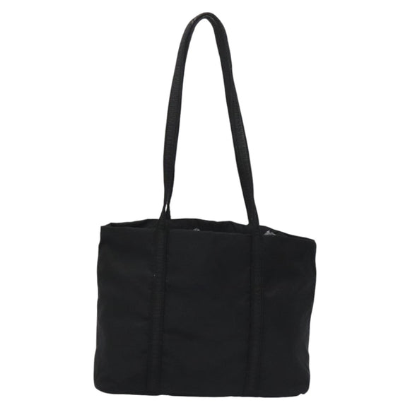 PRADA Tote Bag Nylon Black Silver Auth bs21891