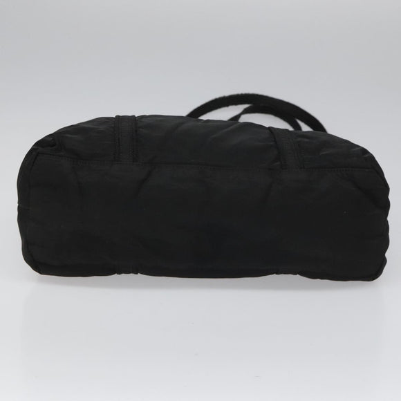 PRADA Tote Bag Nylon Black Silver Auth bs21891