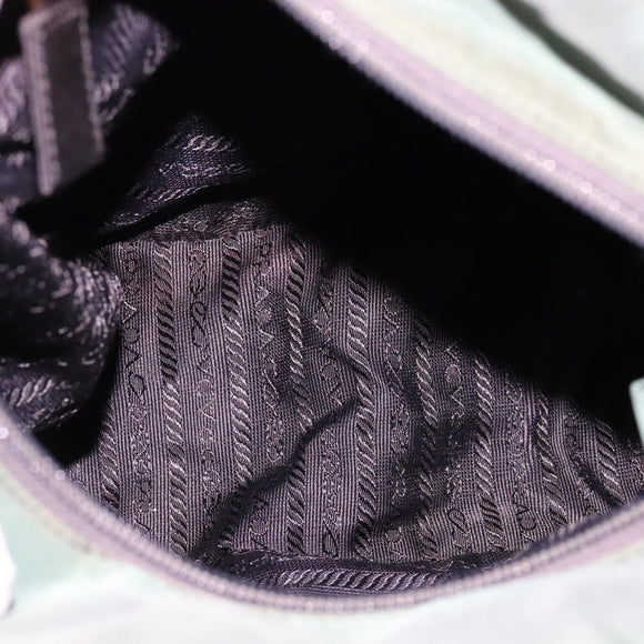 PRADA Hand Bag Nylon Green Silver Auth bs21896