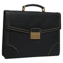PRADA Business Bag Safiano leather Black Gold Auth bs21898-1