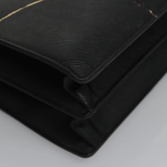 PRADA Business Bag Safiano leather Black Gold Auth bs21898